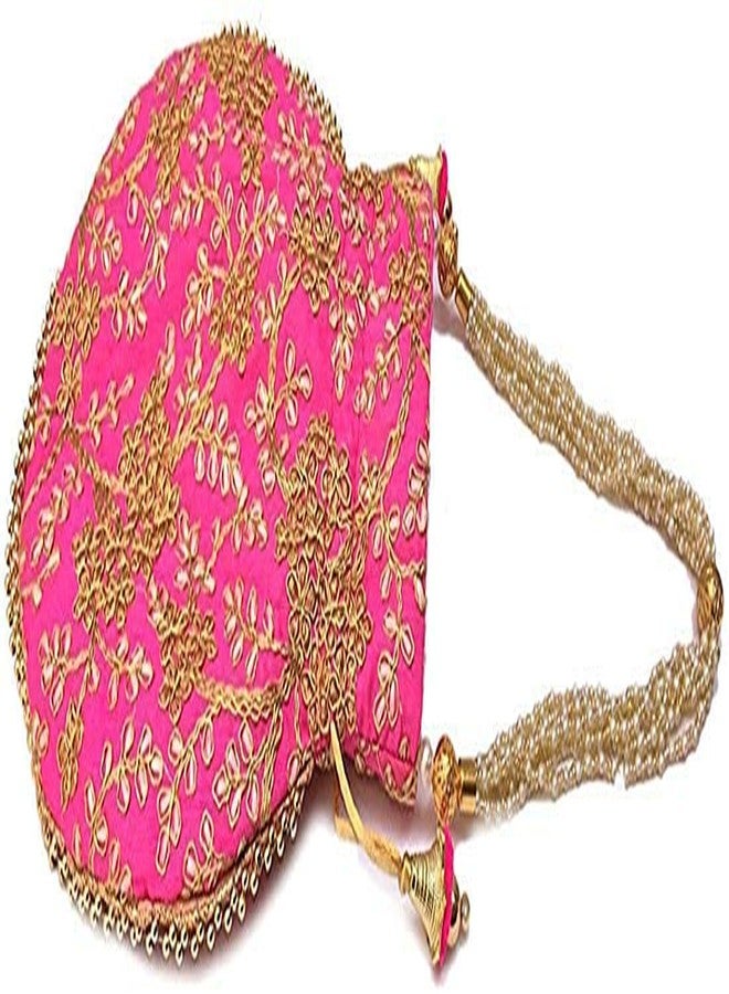 STLYZ Women's Potli Bag (Set Of 2) Rajasthani Style Silk Potli Handbag Wristlet Clutch Batwa Golden Work Embroidery Potli Wedding Gift For Ladies Ethnic Women Fashion Potli - Image 3